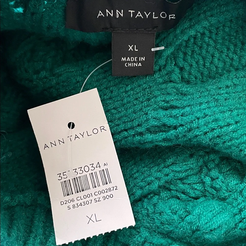 Ann Taylor green pom pom cardigan